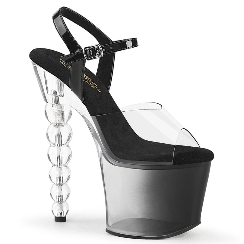 Black / Clear Pleaser Bliss-708-1BC Women\'s Platform Heels Sandals | AU KMZTGUW