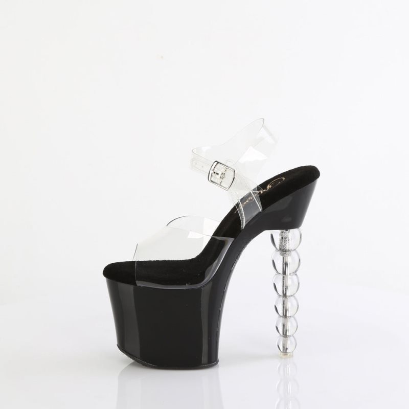 Black / Clear Pleaser Bliss-708 Women's Platform Heels Sandals | AU XWZNIEA