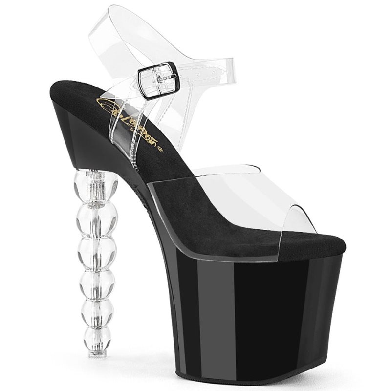 Black / Clear Pleaser Bliss-708 Women\'s Platform Heels Sandals | AU XWZNIEA