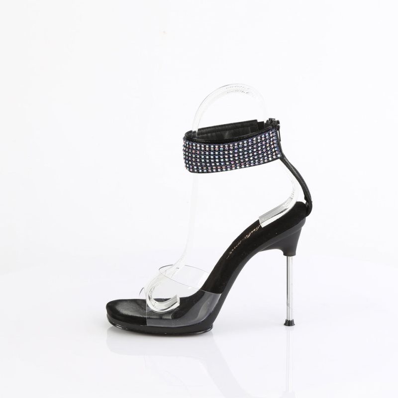 Black / Clear Pleaser Chic-42 Women's Heels Sandals | AUSTRALIA MDEZT