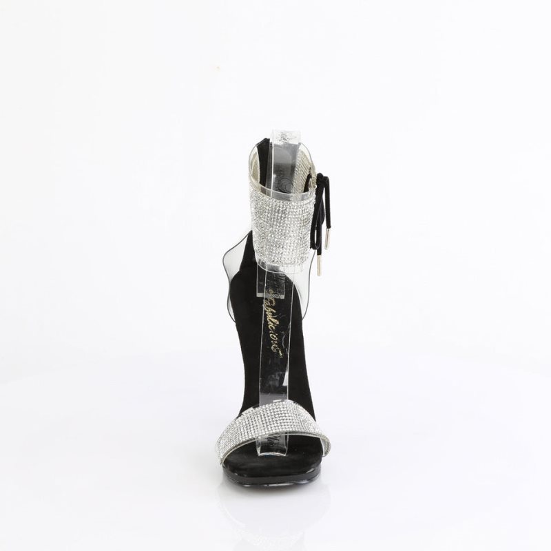 Black / Clear Pleaser Chic-47 Women's Heels Sandals | AU EYGQNVI