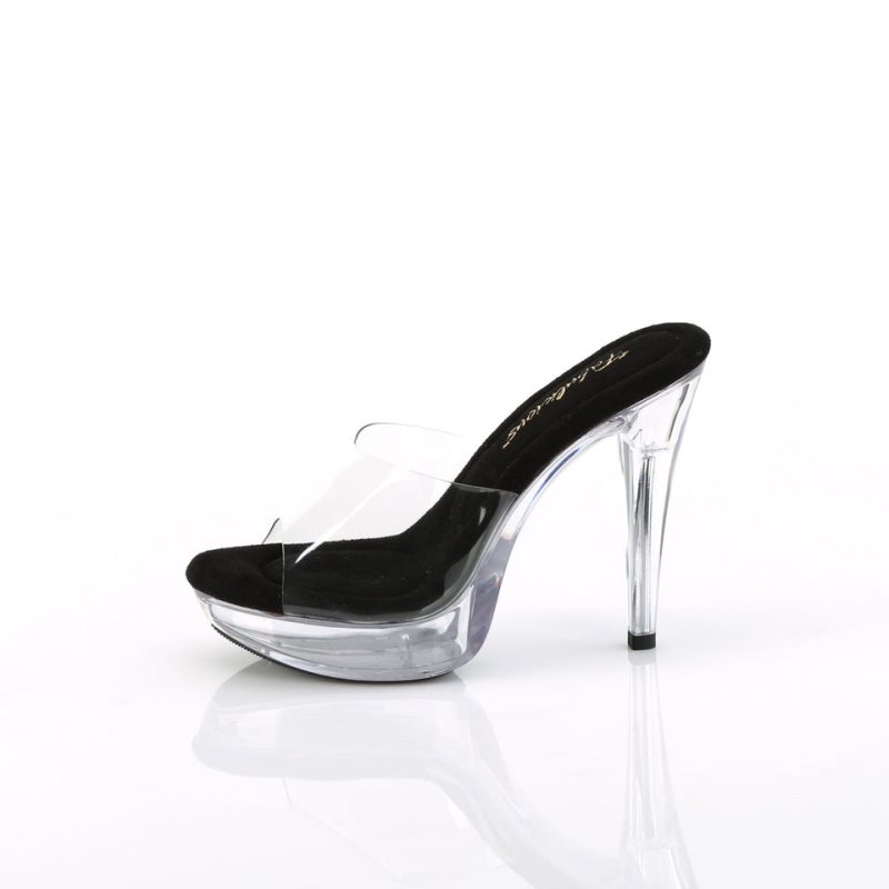 Black / Clear Pleaser Cocktail-501 Women's Platform Slides | AU IKOCDSX