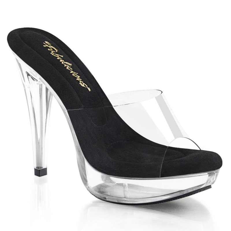 Black / Clear Pleaser Cocktail-501 Women\'s Platform Slides | AU IKOCDSX