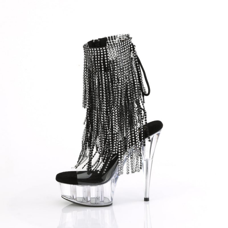 Black / Clear Pleaser Delight-1017RSF Women's Heels Boots | AUSTRALIA MVNBQ