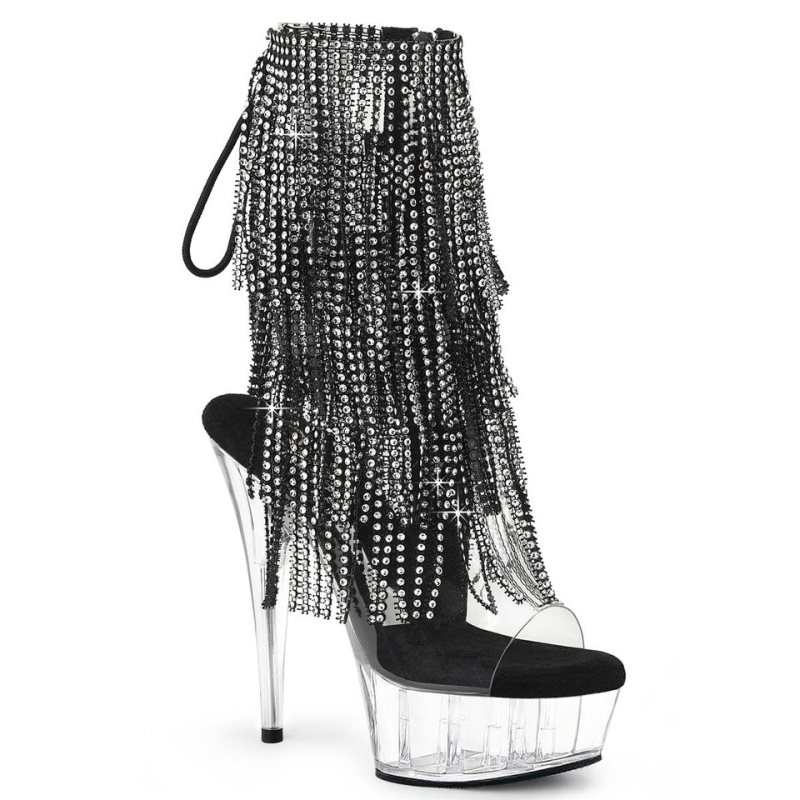 Black / Clear Pleaser Delight-1017RSF Women\'s Heels Boots | AUSTRALIA MVNBQ