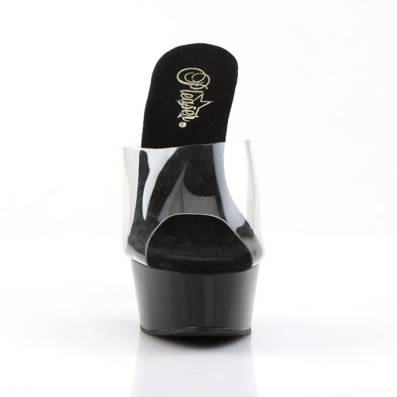 Black / Clear Pleaser Delight-601 Women's Platform Slides | AUSTRALIA KFGVE