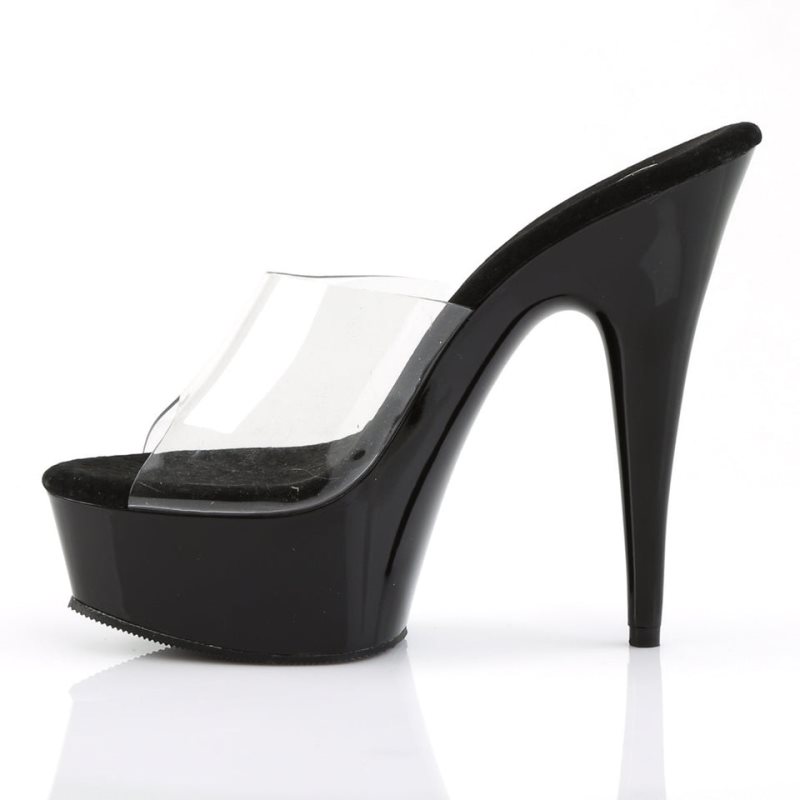 Black / Clear Pleaser Delight-601 Women's Platform Slides | AUSTRALIA KFGVE