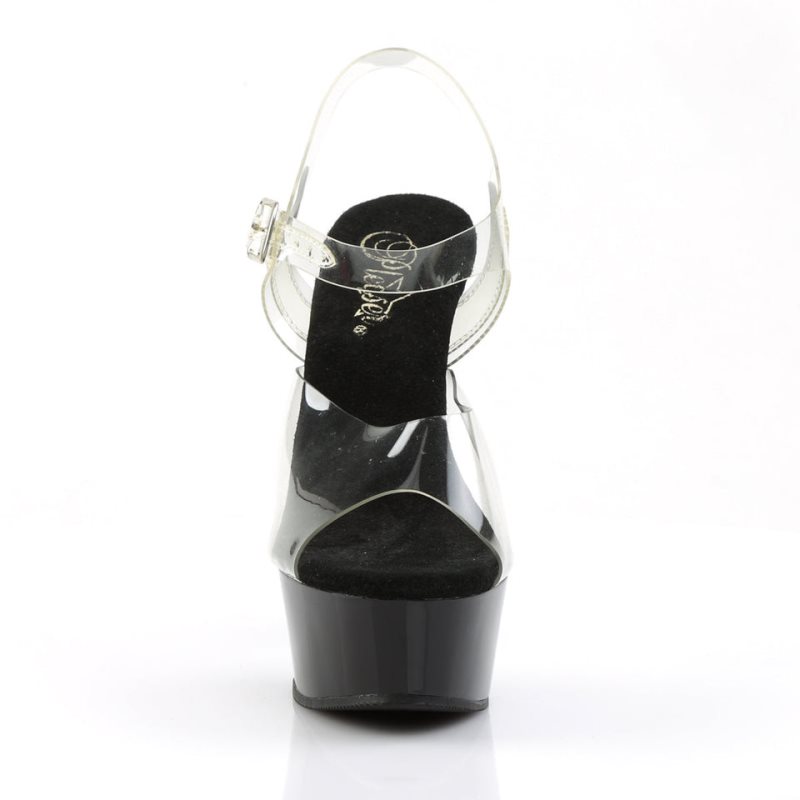 Black / Clear Pleaser Delight-608 Women's Platform Heels Sandals | AU SLWIUBD