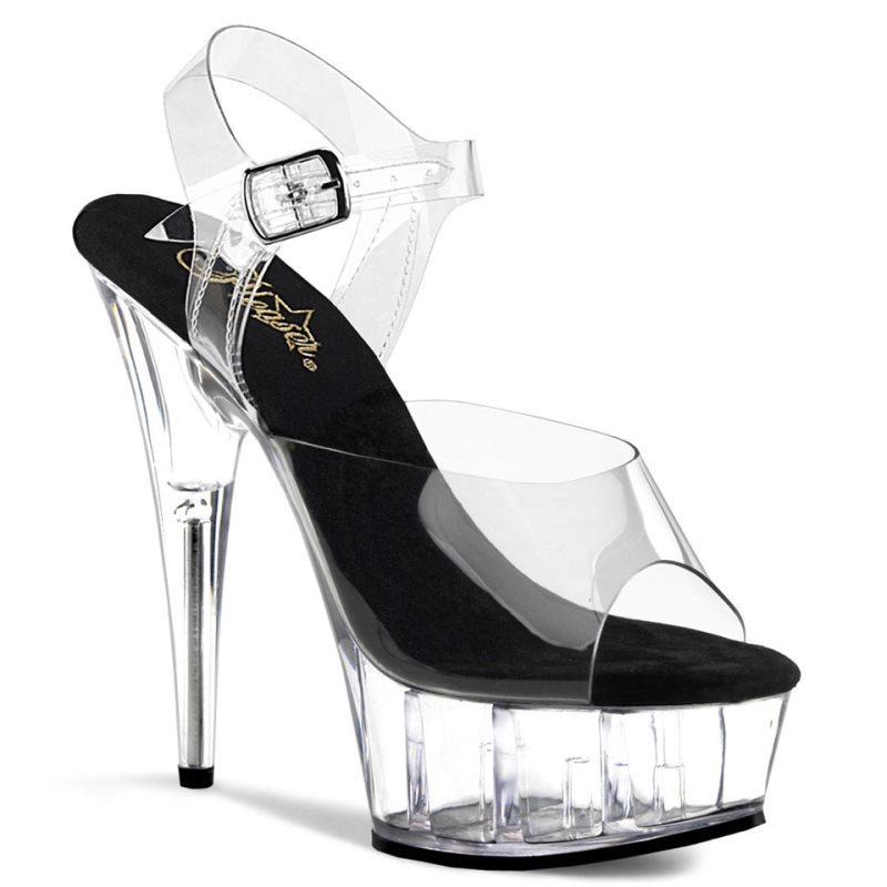 Black / Clear Pleaser Delight-608 Women\'s Platform Heels Sandals | AUSTRALIA UIHZL