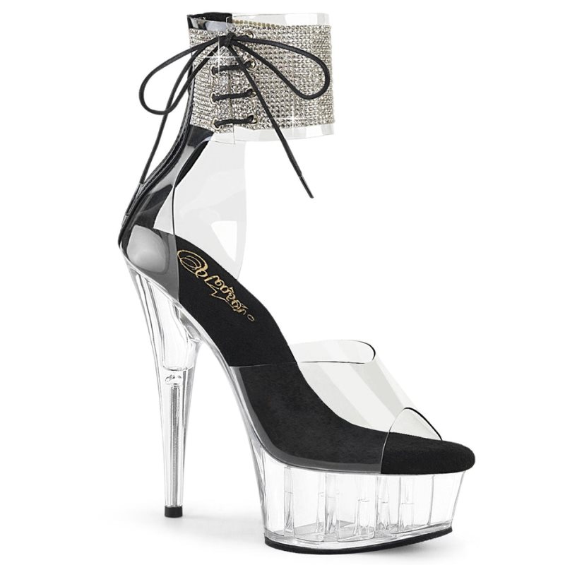 Black / Clear Pleaser Delight-624RS Women\'s Platform Heels Sandals | AUSTRALIA SDFEX