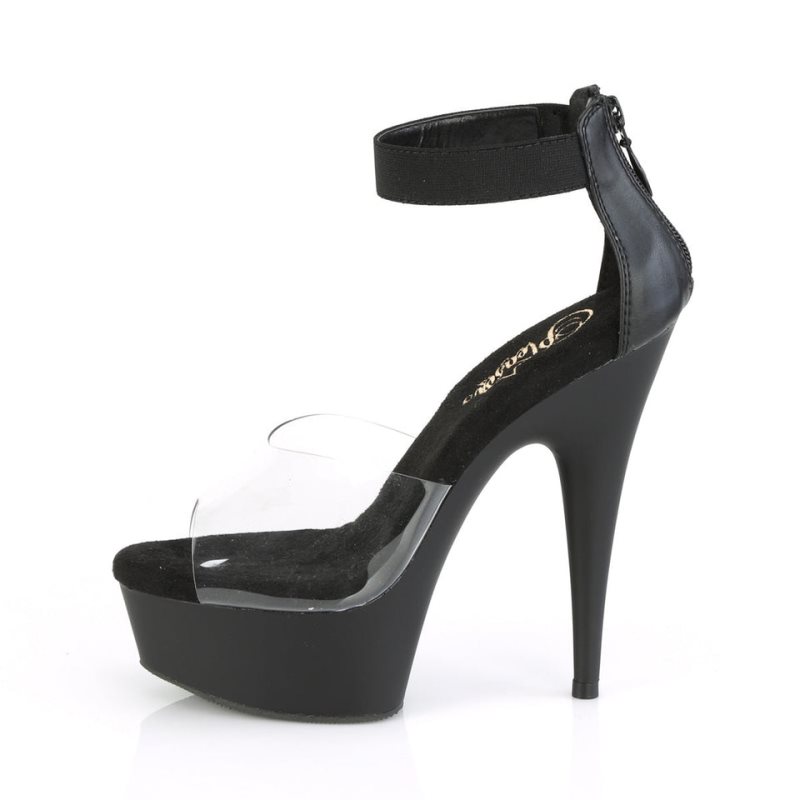 Black / Clear Pleaser Delight-624 Women's Platform Heels Sandals | AU RAFVJWC