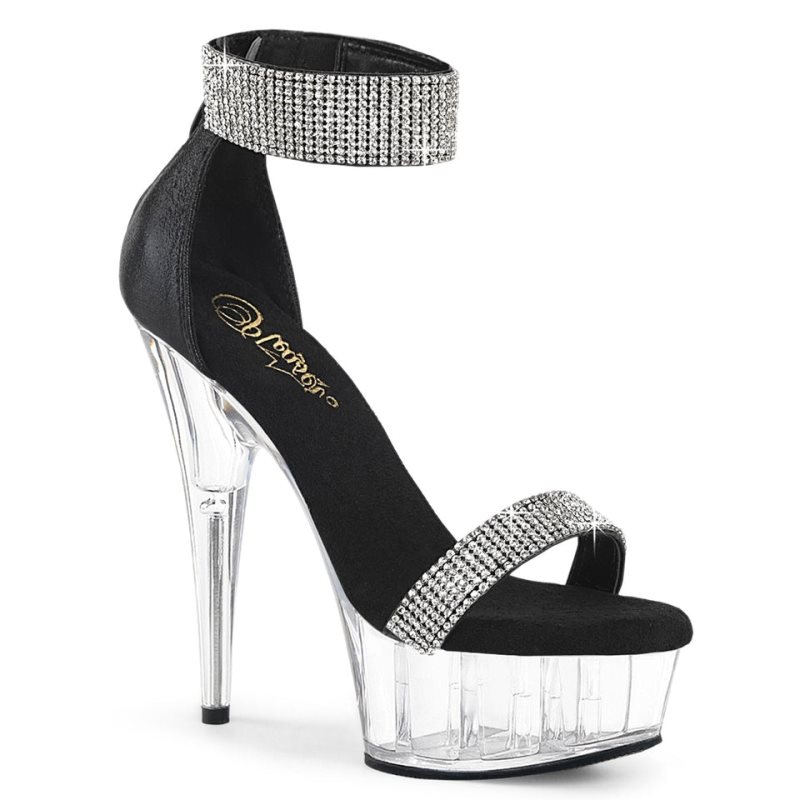 Black / Clear Pleaser Delight-641 Women\'s Platform Heels Sandals | AUSTRALIA XUNOC