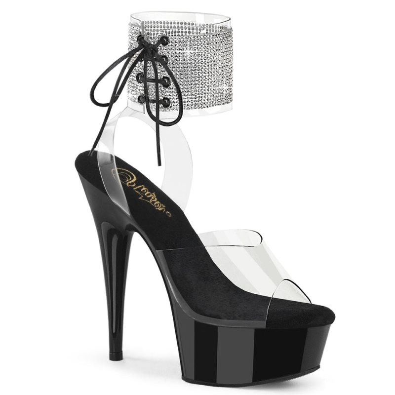 Black / Clear Pleaser Delight-691-2RS Women\'s Platform Heels Sandals | AUSTRALIA QNUMW