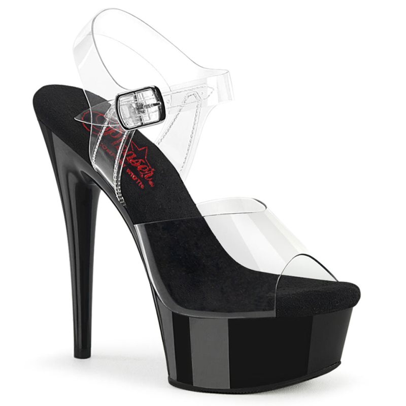 Black / Clear Pleaser Excite-608 Women\'s Platform Heels Sandals | AU OEYFHQM