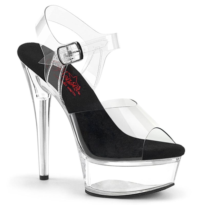 Black / Clear Pleaser Excite-608 Women\'s Platform Heels Sandals | AUSTRALIA BAECJ