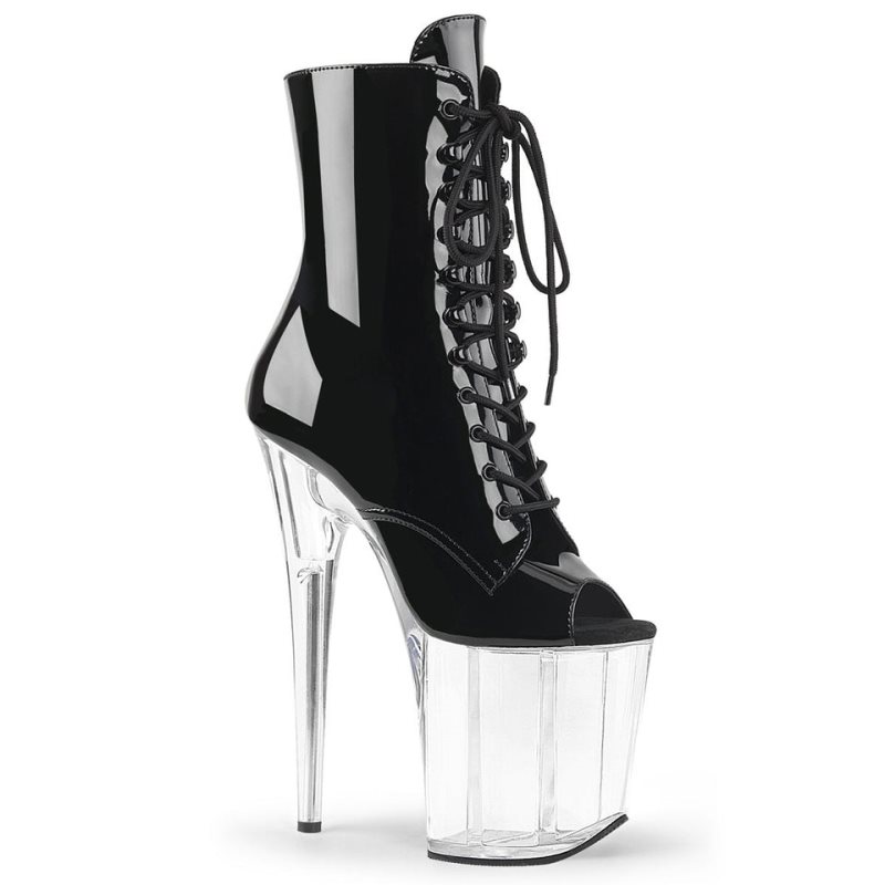 Black / Clear Pleaser Flamingo-1021 Women\'s Heels Boots | AUSTRALIA DQTIN