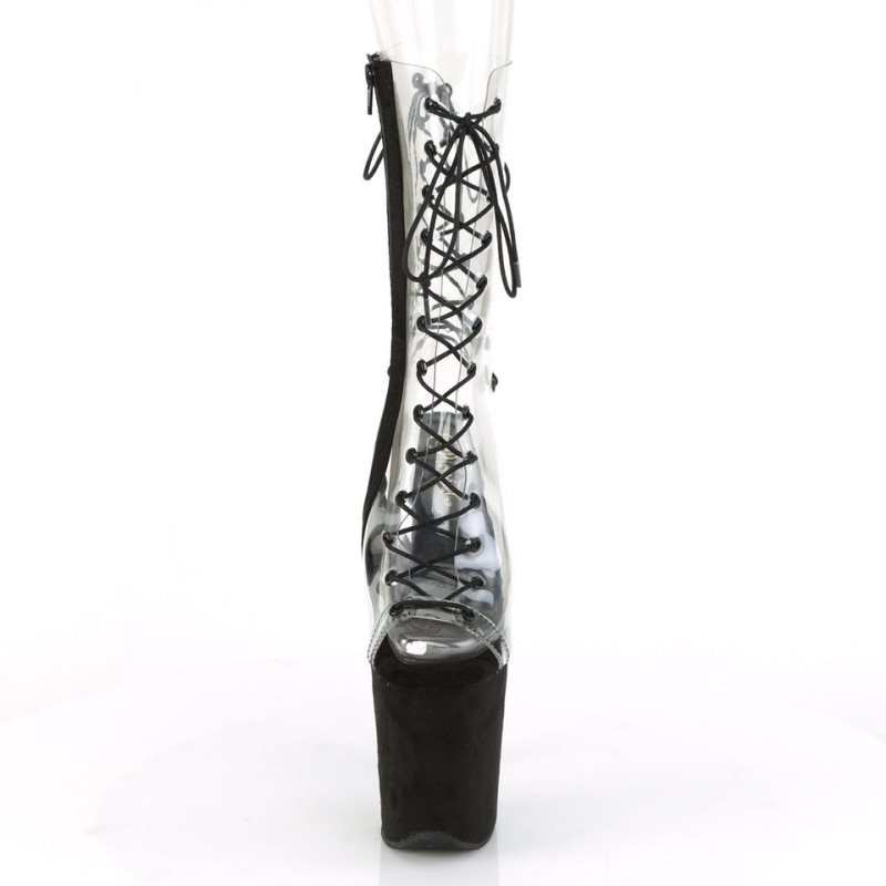 Black / Clear Pleaser Flamingo-800-60FS Women's Heels Boots | AU LQEADFK