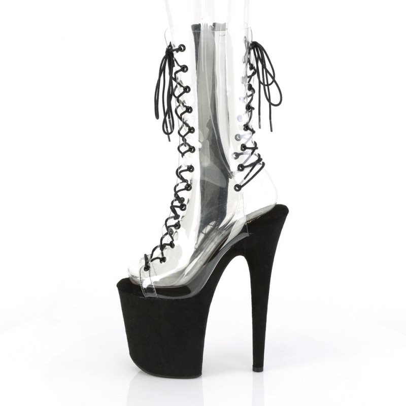 Black / Clear Pleaser Flamingo-800-60FS Women's Heels Boots | AU LQEADFK