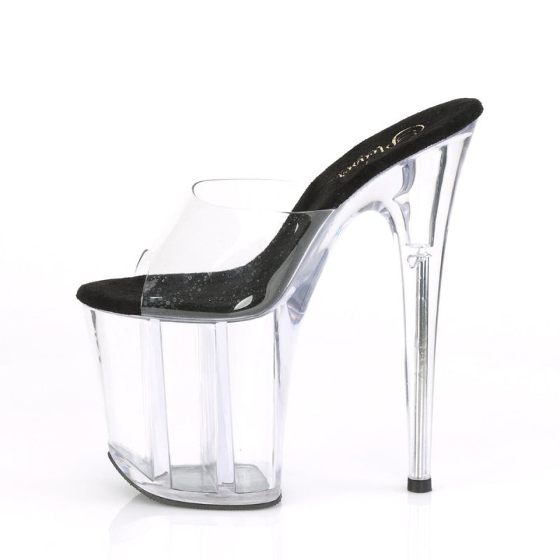 Black / Clear Pleaser Flamingo-801 Women's Platform Slides | AUSTRALIA LJTKR