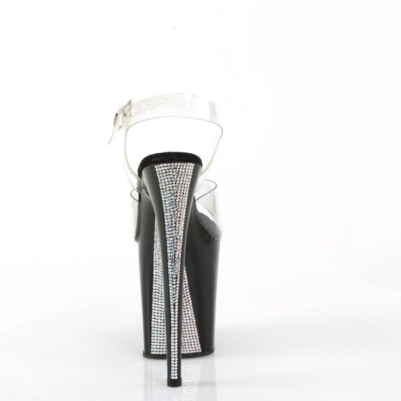 Black / Clear Pleaser Flamingo-808CRS-2 Women's Platform Heels Sandals | AU KHJQLMR