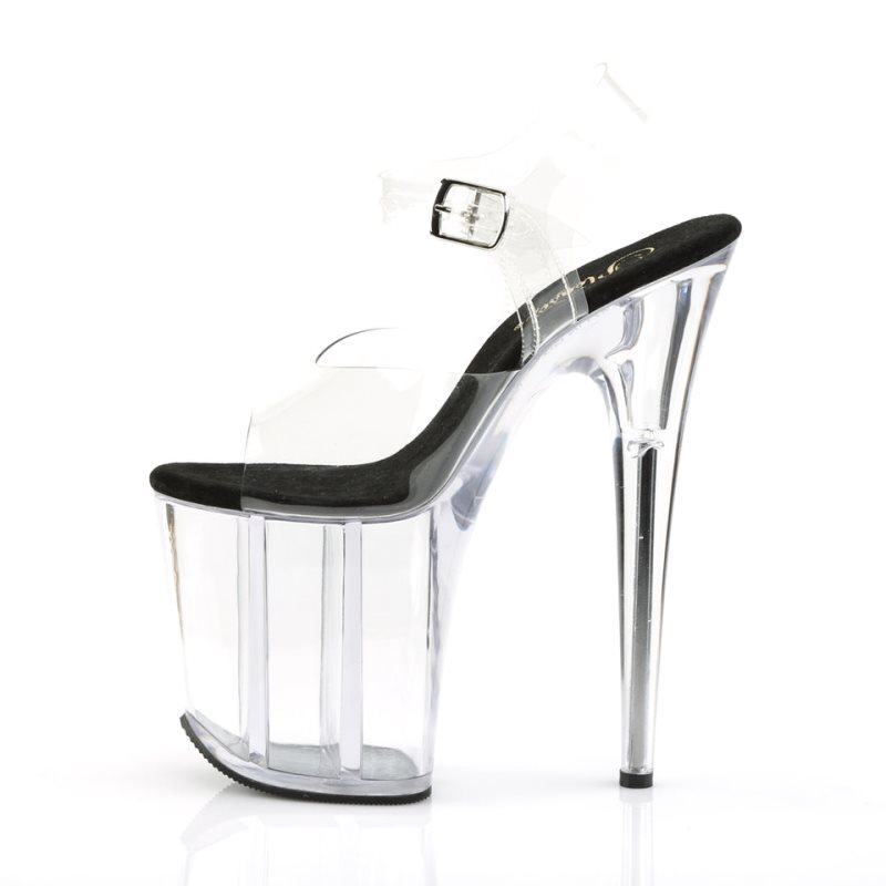 Black / Clear Pleaser Flamingo-808 Women's Platform Heels Sandals | AUSTRALIA HQZMU