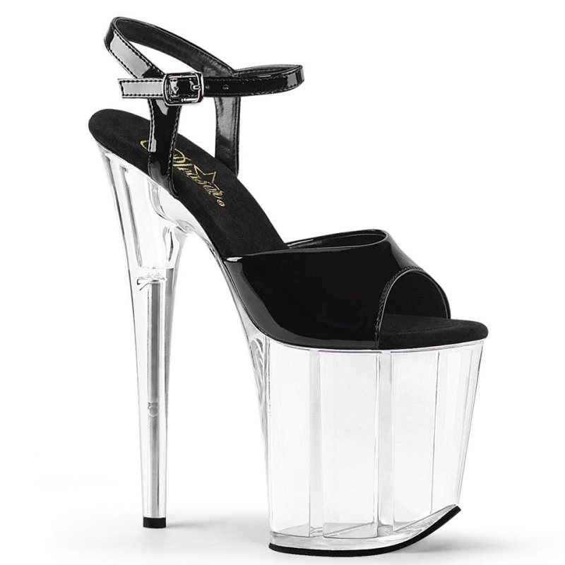 Black / Clear Pleaser Flamingo-809 Women\'s Platform Heels Sandals | AUSTRALIA EPHOU