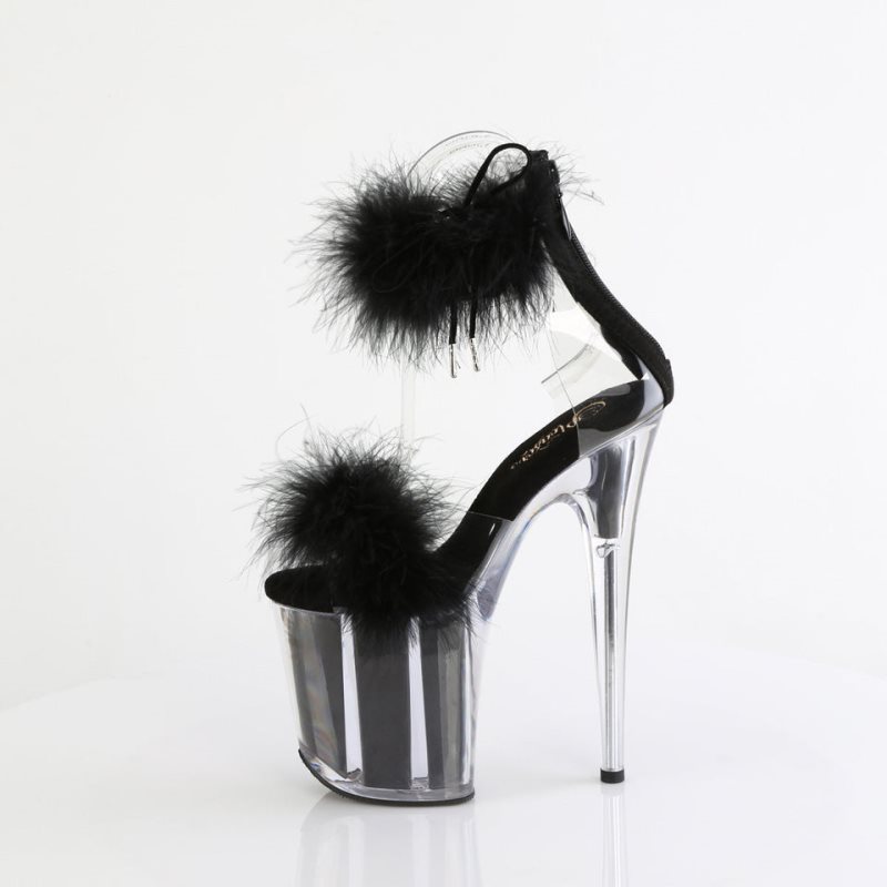 Black / Clear Pleaser Flamingo-824F Women's Platform Heels Sandals | AU UQDZCEX