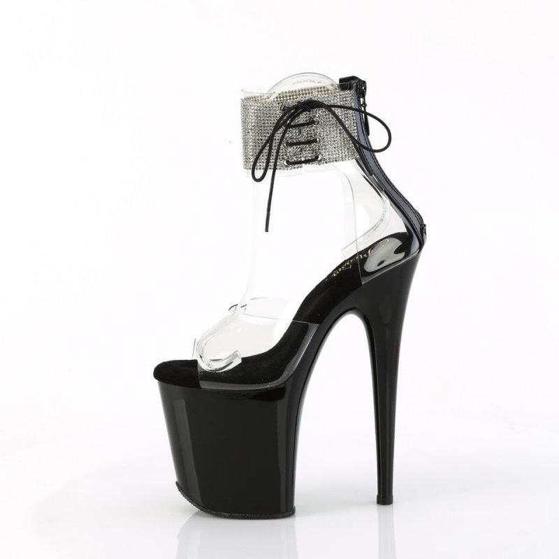 Black / Clear Pleaser Flamingo-824RS Women's Platform Heels Sandals | AU THIRUCB