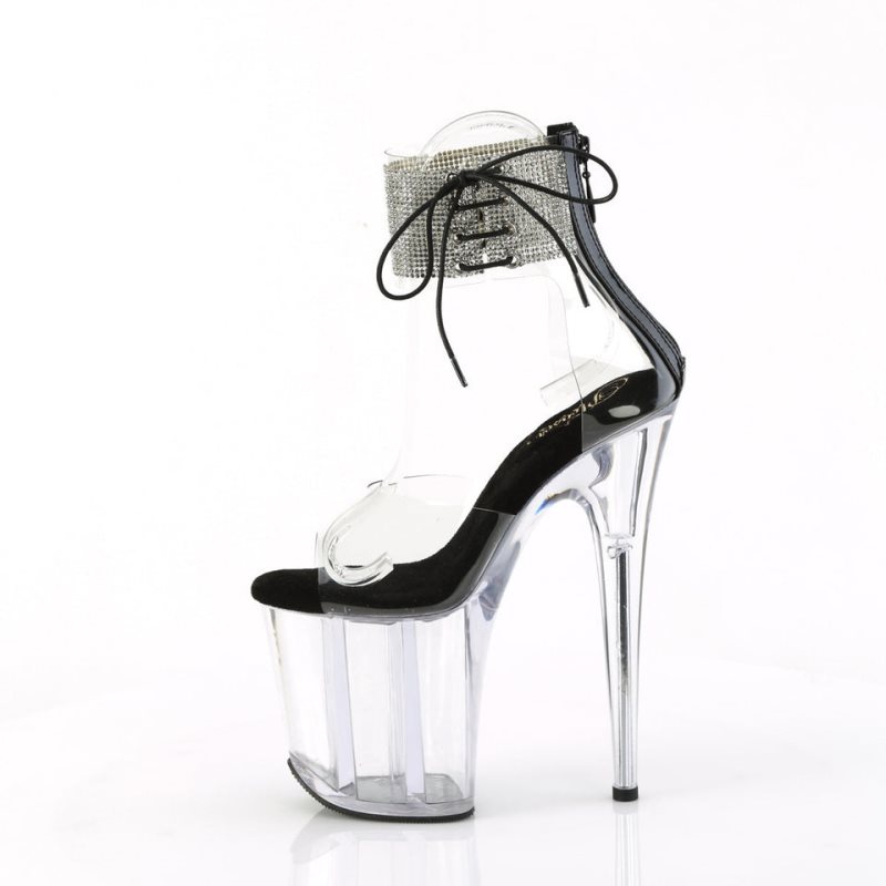 Black / Clear Pleaser Flamingo-824RS Women's Platform Heels Sandals | AUSTRALIA LMTXG