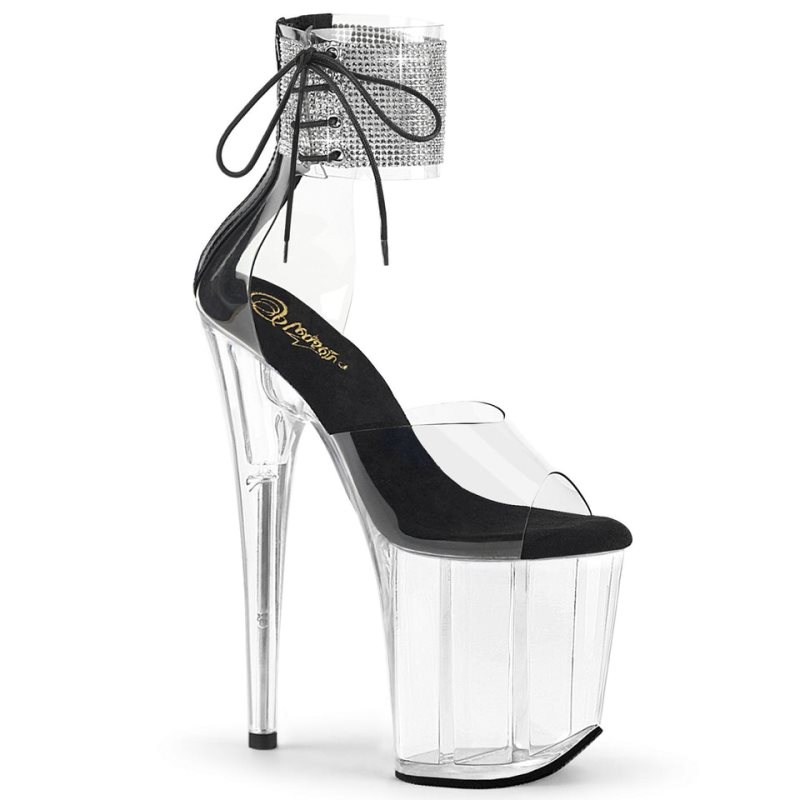 Black / Clear Pleaser Flamingo-824RS Women\'s Platform Heels Sandals | AUSTRALIA LMTXG