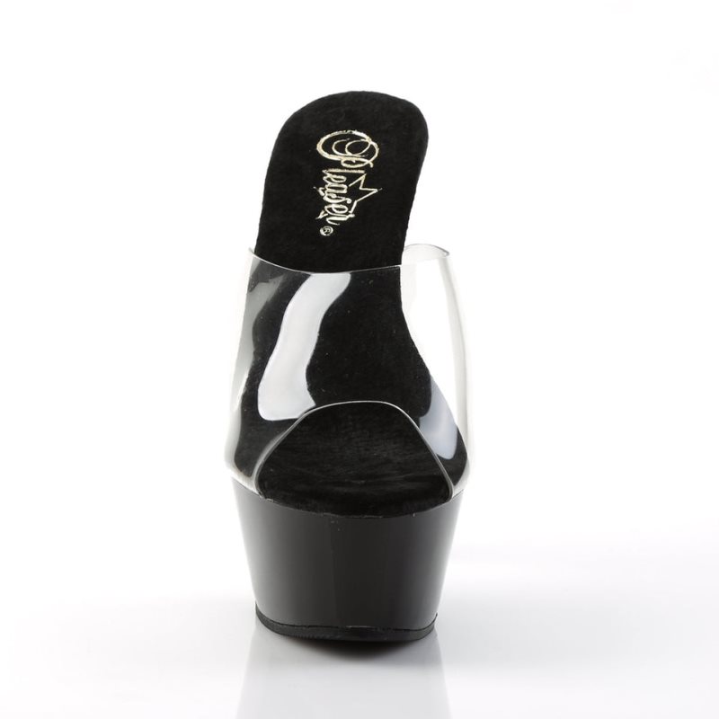 Black / Clear Pleaser Kiss-201 Women's Platform Slides | AUSTRALIA YEFZU