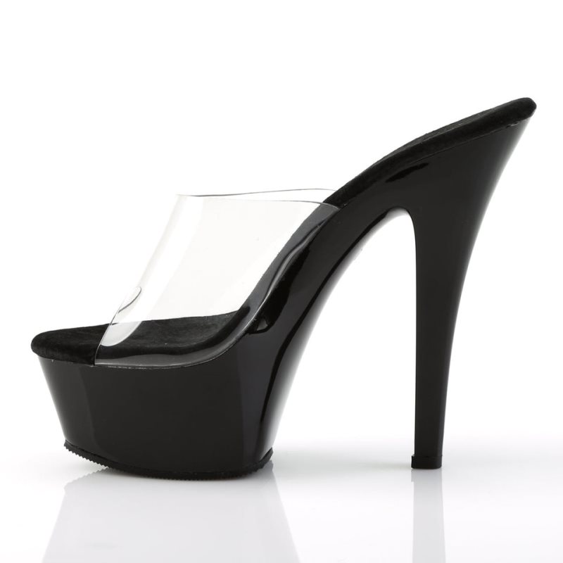 Black / Clear Pleaser Kiss-201 Women's Platform Slides | AUSTRALIA YEFZU