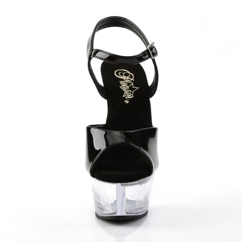 Black / Clear Pleaser Kiss-209 Women's Platform Heels Sandals | AU AEBOIQW