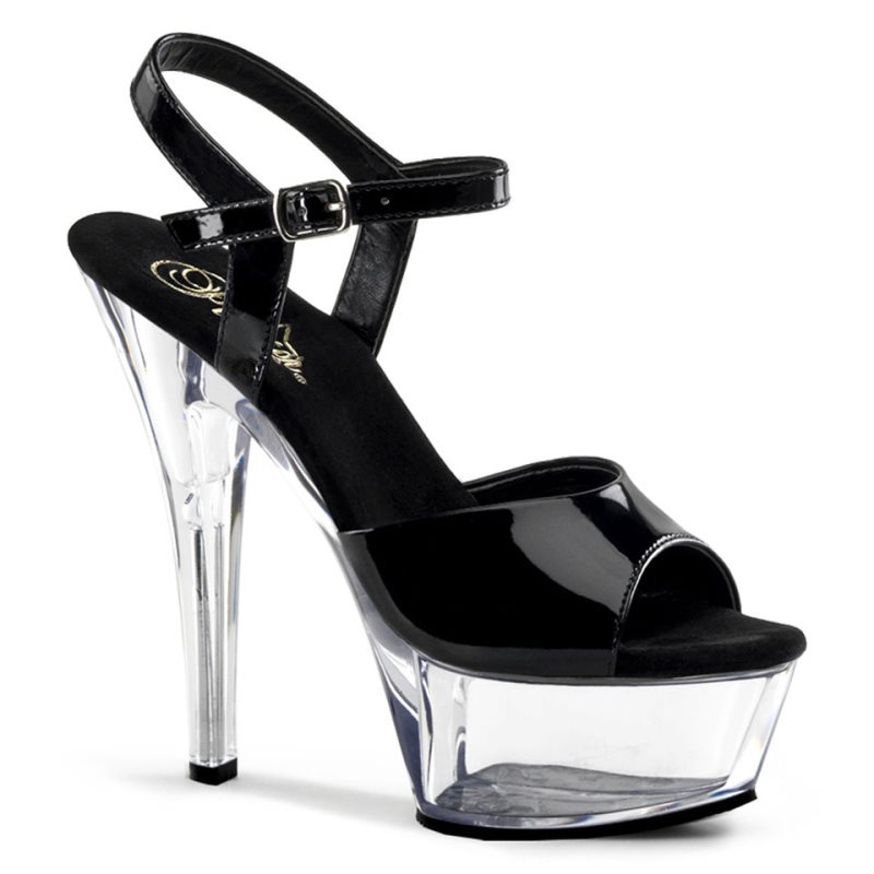 Black / Clear Pleaser Kiss-209 Women\'s Platform Heels Sandals | AU AEBOIQW