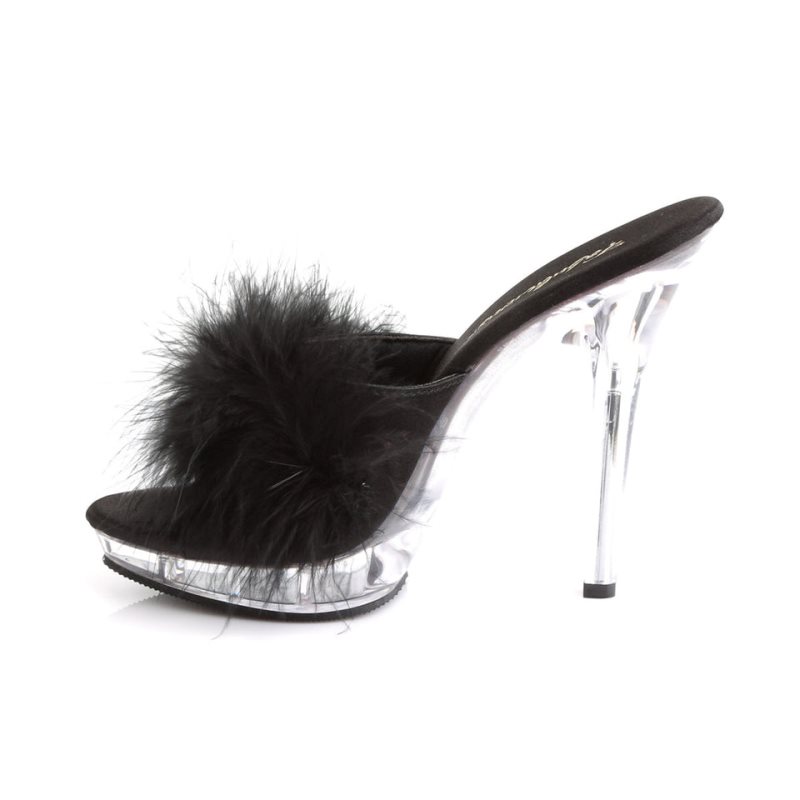 Black / Clear Pleaser Lip-101-8 Women's Platform Slides | AUSTRALIA ADCUK