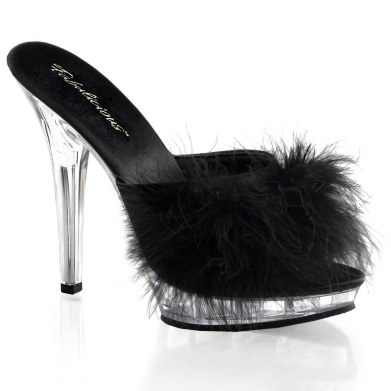 Black / Clear Pleaser Lip-101-8 Women\'s Platform Slides | AUSTRALIA ADCUK