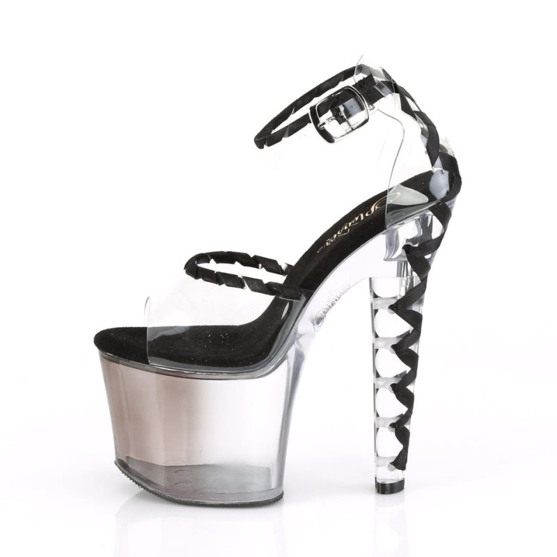 Black / Clear Pleaser Lovesick-712T Women's Platform Heels Sandals | AUSTRALIA ZGSFY