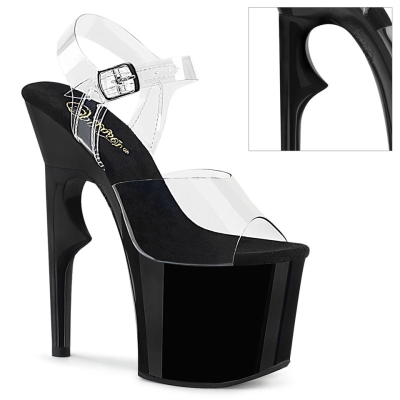 Black / Clear Pleaser Lovethorn-708 Women\'s Platform Heels Sandals | AU ZHIXFRK