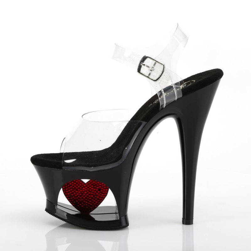 Black / Clear Pleaser Moon-708HRS Women's Platform Heels Sandals | AUSTRALIA FLAYI