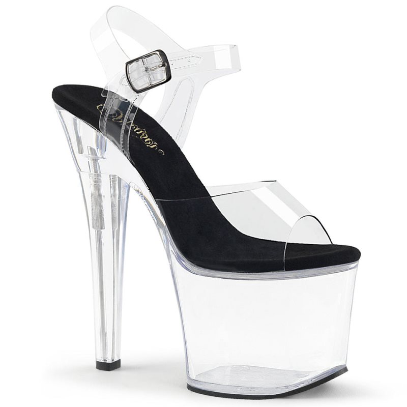 Black / Clear Pleaser Radiant-708 Women\'s Platform Heels Sandals | AUSTRALIA HBPUM