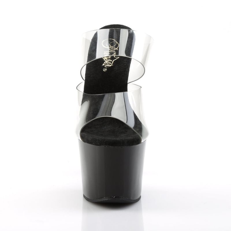 Black / Clear Pleaser Sky-302 Women's Platform Slides | AU SNADRVW