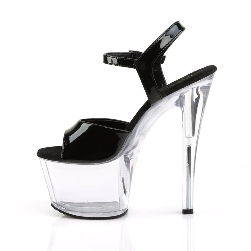 Black / Clear Pleaser Sky-309 Women's Platform Heels Sandals | AU BOPHVSD