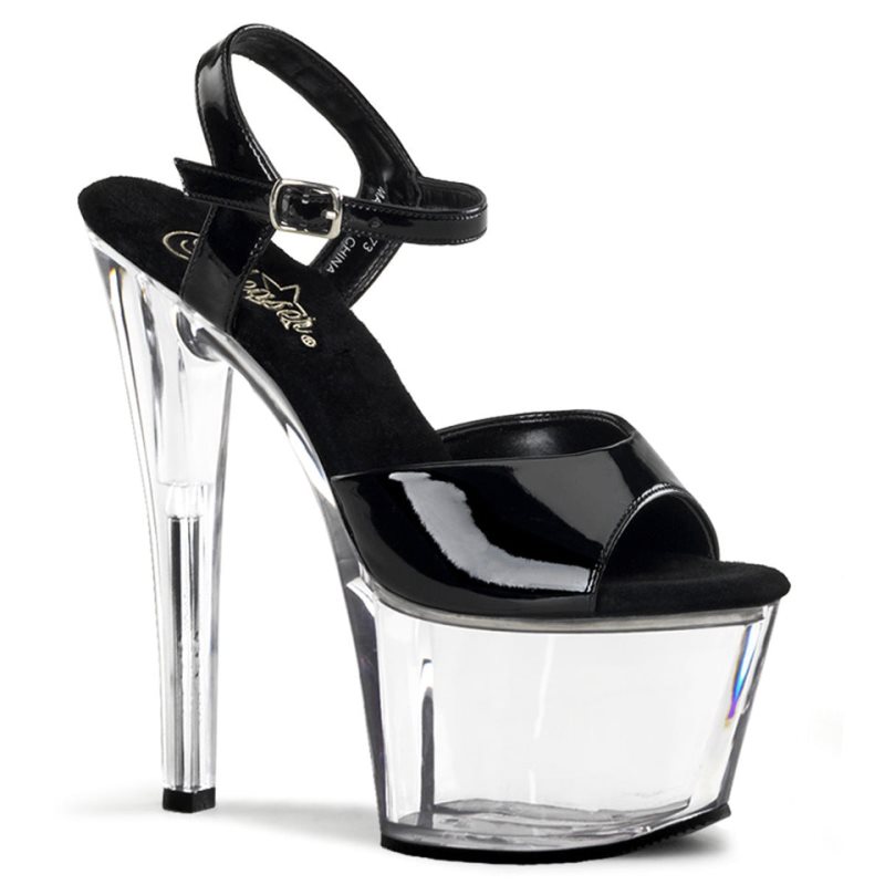 Black / Clear Pleaser Sky-309 Women\'s Platform Heels Sandals | AU BOPHVSD