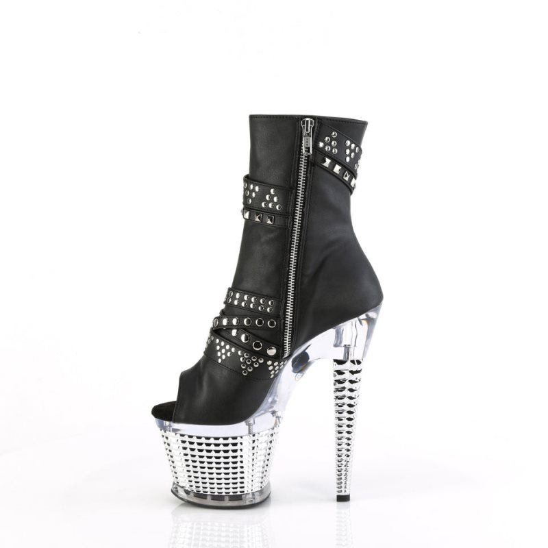 Black / Clear Pleaser Spectator-1015 Vegan Leather Women's Heels Boots | AU MFGNYOT