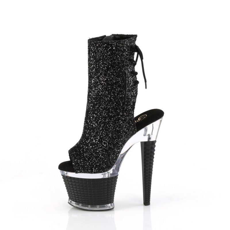 Black / Clear Pleaser Spectator-1018G Women's Heels Boots | AUSTRALIA WRMTU