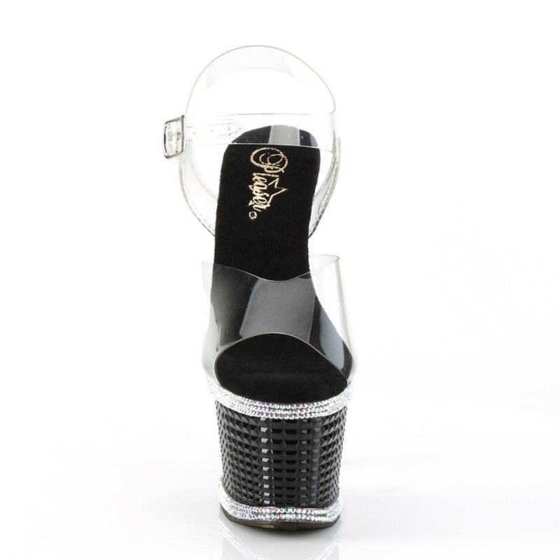 Black / Clear Pleaser Spectator-708RS Women's Platform Heels Sandals | AU YSWKBXL