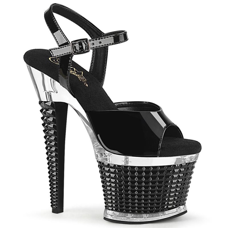 Black / Clear Pleaser Spectator-709 Women\'s Platform Heels Sandals | AUSTRALIA IYZAR