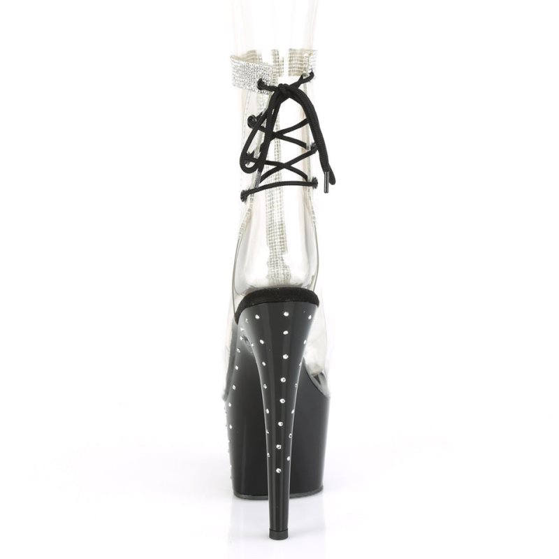 Black / Clear Pleaser Stardust-1018C-2RS Women's Heels Boots | AUSTRALIA ZEOTQ