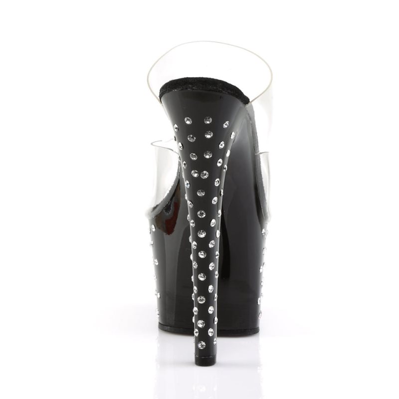 Black / Clear Pleaser Stardust-702 Women's Platform Slides | AUSTRALIA HMDKE