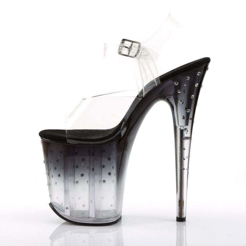 Black / Clear Pleaser Stardust-808T Women's Platform Heels Sandals | AU HPTGUBD